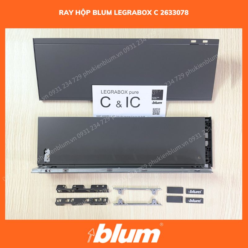 Ray Hộp Blum LEGRABOX C chiều 177mm Xám Đậm 2633078 770C5002S FA-01 4 Ray Hop Blum LEGRABOX C 2633078 3