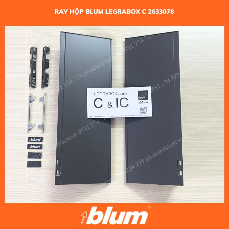Ray Hộp Blum LEGRABOX C chiều 177mm Xám Đậm 2633078 770C5002S FA-01 3 Ray Hop Blum LEGRABOX C 2633078 4