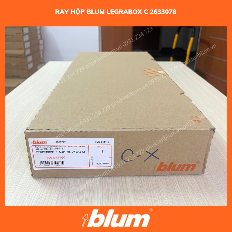 Ray Hộp Blum LEGRABOX C chiều 177mm Xám Đậm 2633078 770C5002S FA-01 2 Ray Hop Blum LEGRABOX C 2633078