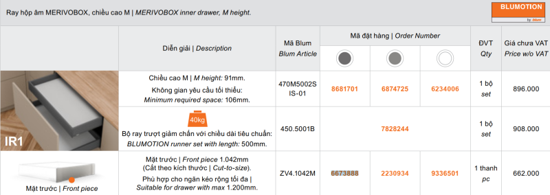 Mặt Trước Ray Hộp Âm MERIVOBOX ZV4.1042M 6673888 1 Mặt trước Ray hộp âm MERIVOBOX