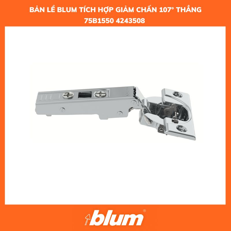 Bản Lề Blum Tích Hợp Giảm Chấn Góc Mở 107° 75B1550 4243508 Trùm Hết (Thẳng)