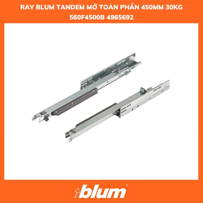 Ray Trượt Blum TANDEM Giảm Chấn Mở Toàn Phần 450mm 30kg 560F4500B 4965692