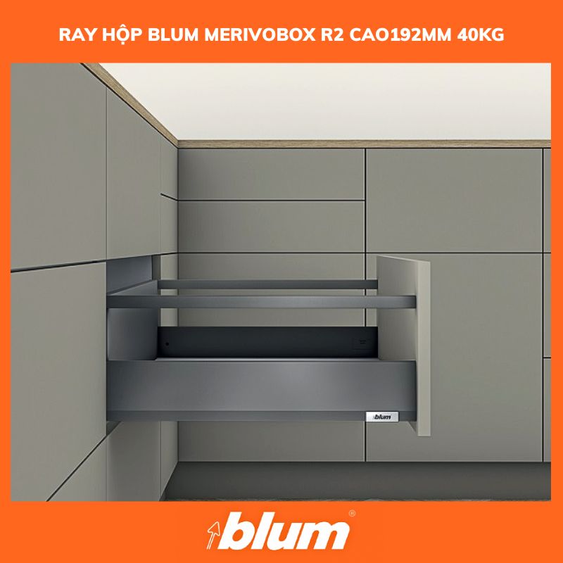 Ray Hộp Blum MERIVOBOX R2 Xám Nhạt 8629443 cao E192mm 470M5002S FA-01