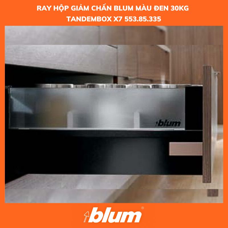 Ray Hộp Giảm Chấn Blum Tandembox X7 Màu Đen 30kg 553.85.335 1 Ray Hộp Giảm Chấn Blum Tandembox X7 Màu Đen 30kg 553.85.335