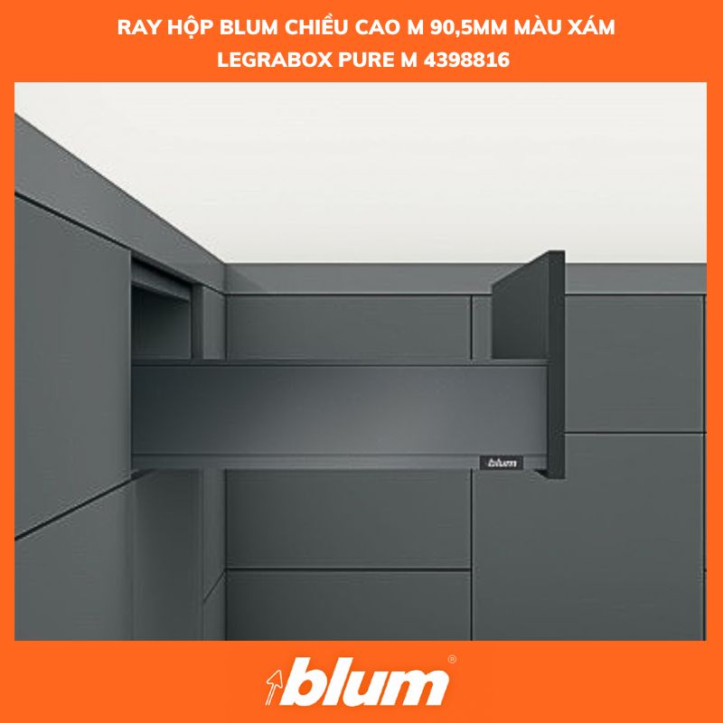 Ray Hộp blum LEGRABOX Chiều Cao M 90,5mm màu xám 4398816 770M5002S SK-01