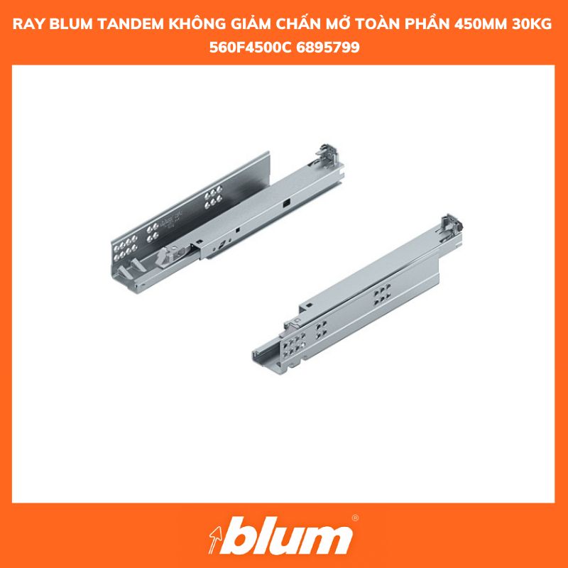 Ray Trượt Blum TANDEM Không Giảm Chấn mở toàn phần 450mm 30kg 560F4500C 6895799 Ray Truot Blum TANDEM Khong Giam Chan mo toan phan 450mm 30kg 560F4500C 6895799
