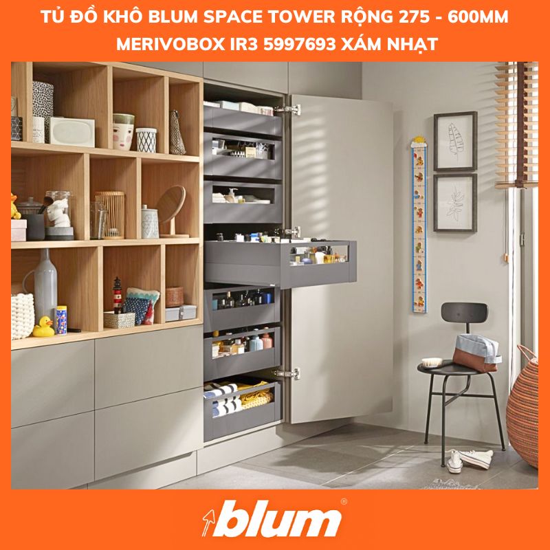 Tủ Đồ Khô Blum SPACE TOWER MERIVOBOX IR3, 5997693, Xám Nhạt