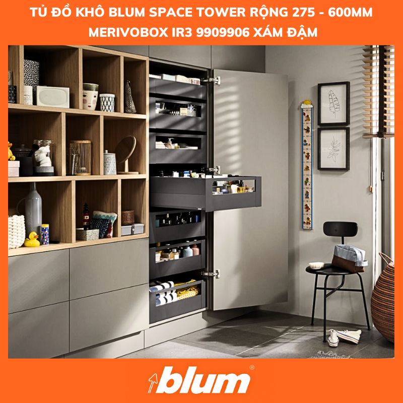 Tủ Đồ Khô Blum SPACE TOWER MERIVOBOX IR3, 9909906, Xám Đậm