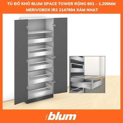 Tủ Đồ Khô Blum SPACE TOWER MERIVOBOX IR2, 2147894, Xám Nhạt 2 Tu Do Kho Blum SPACE TOWER Rong 601 – 1.200mm MERIVOBOX IR2 2147894 xam nhat 600x600 1