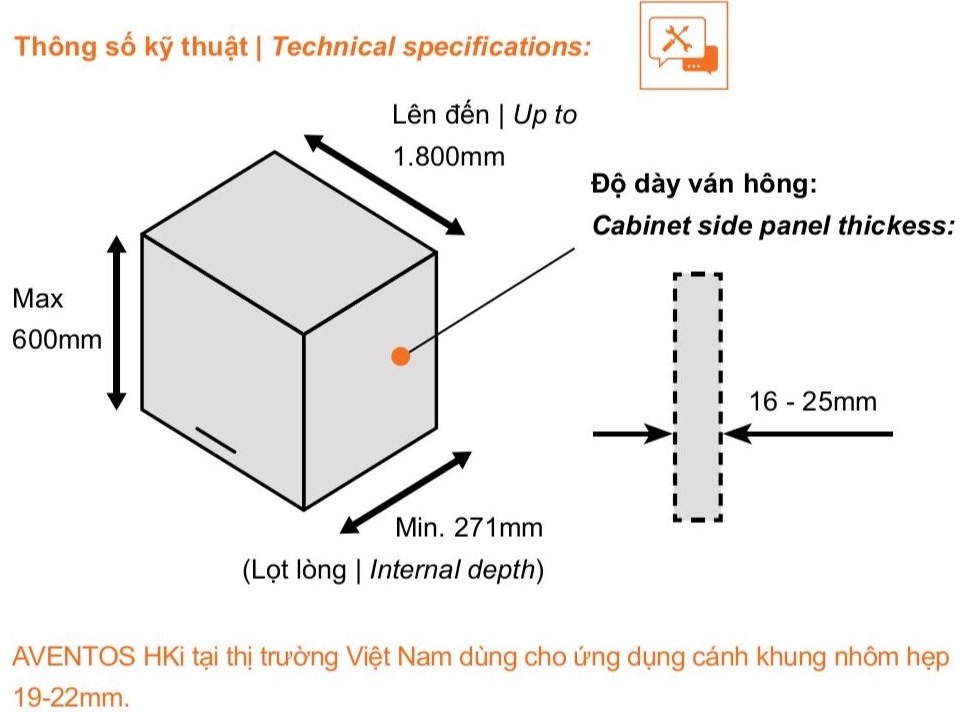 Tay Nâng Blum HKi 24K2500.A HGIG 9612160 Bán Phần Giảm Chấn 6 Tay Nâng Blum HKi 24K2800TA HGIG 5821431 Bán Phần Nhấn Mở Tip-on