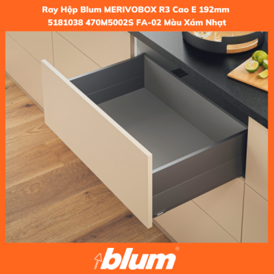 So sánh ray hộp Blum Legrabox và Merivobox có gì khác biệt? 5 Ray Hop Blum MERIVOBOX R3 Xam Nhat Cao E 192mm 5181038 470M5002S FA 02 600x600 1