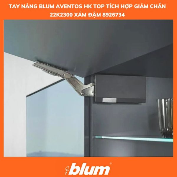 Tay nâng cánh tủ Blum có phù hợp với bếp nhỏ? Trần thấp? Giải pháp tối ưu không gian 3 Tay nang Blum AVENTOS HK top tich hop giam chan 22K2300 Xam dam 8926734 600x600 1