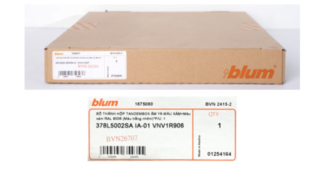 Phân Biệt Tay Nâng Blum Chính Hãng Qua Tem, Logo, Chất Liệu 5 dong goi BLum