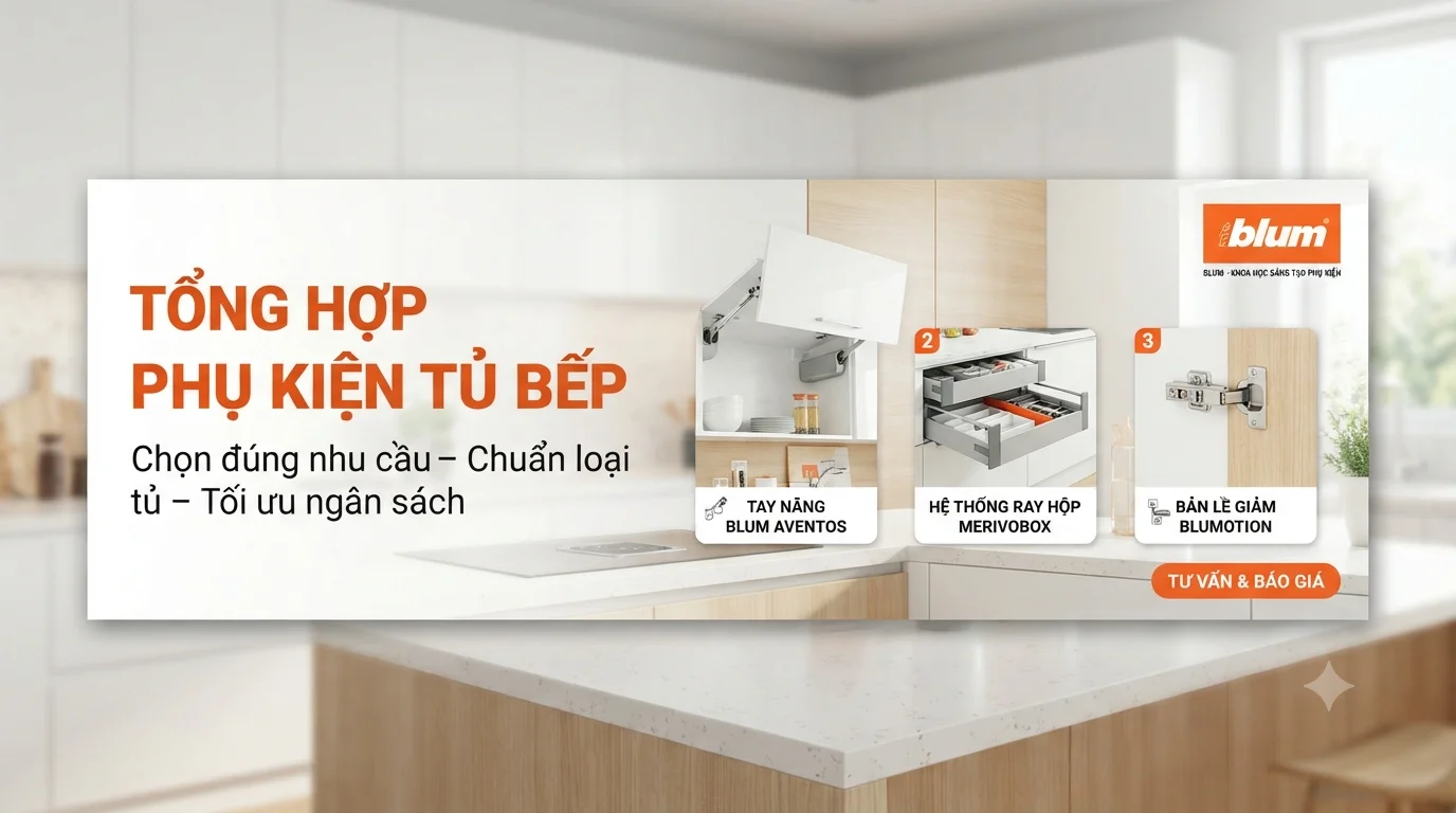 Chọn phụ kiện tủ bếp Blum chọn theo nhu cầu loại tủ và ngân sách